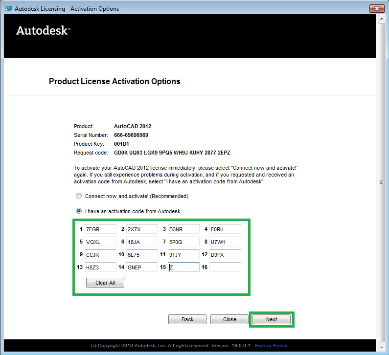 autocad 2010 activation code free